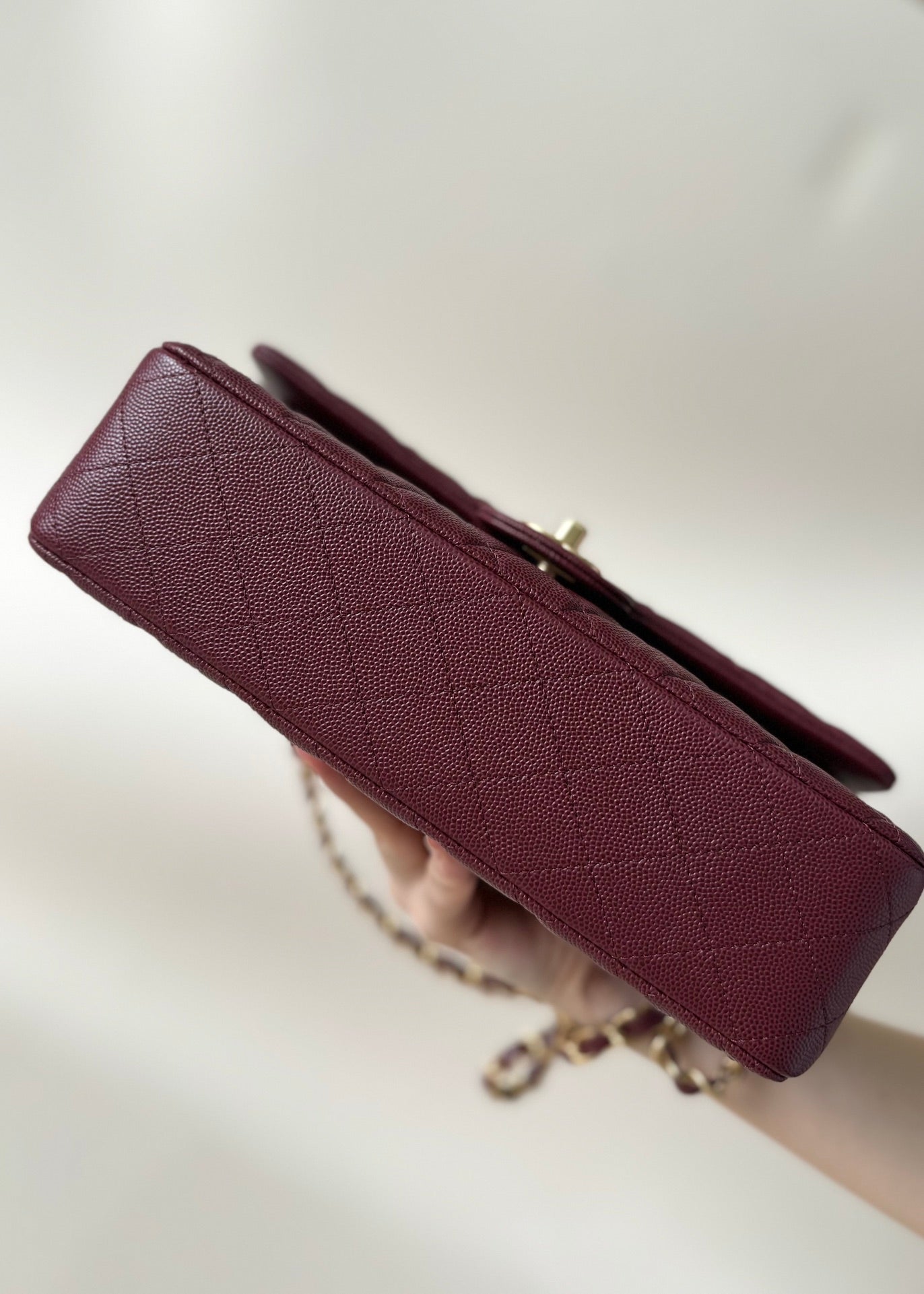 CC Classic Double Flap Bag 25cm Burgundy Caviar Leather