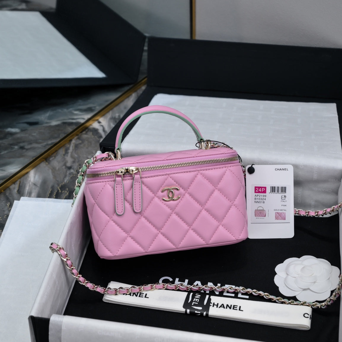 CC 26s Vanity Case Deep Pink Quilted Lambskin 286280