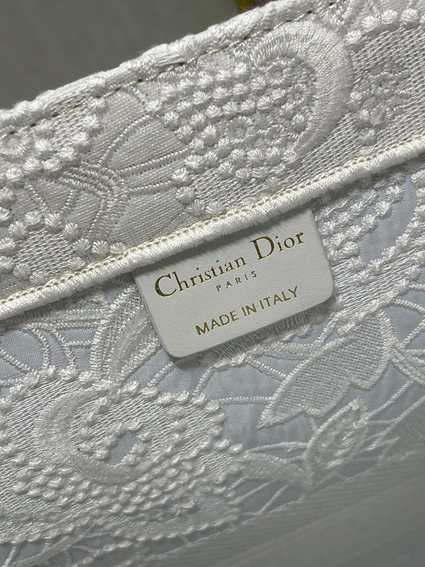 CD Lace White Book Tote 42cm Bag Canvas 336570
