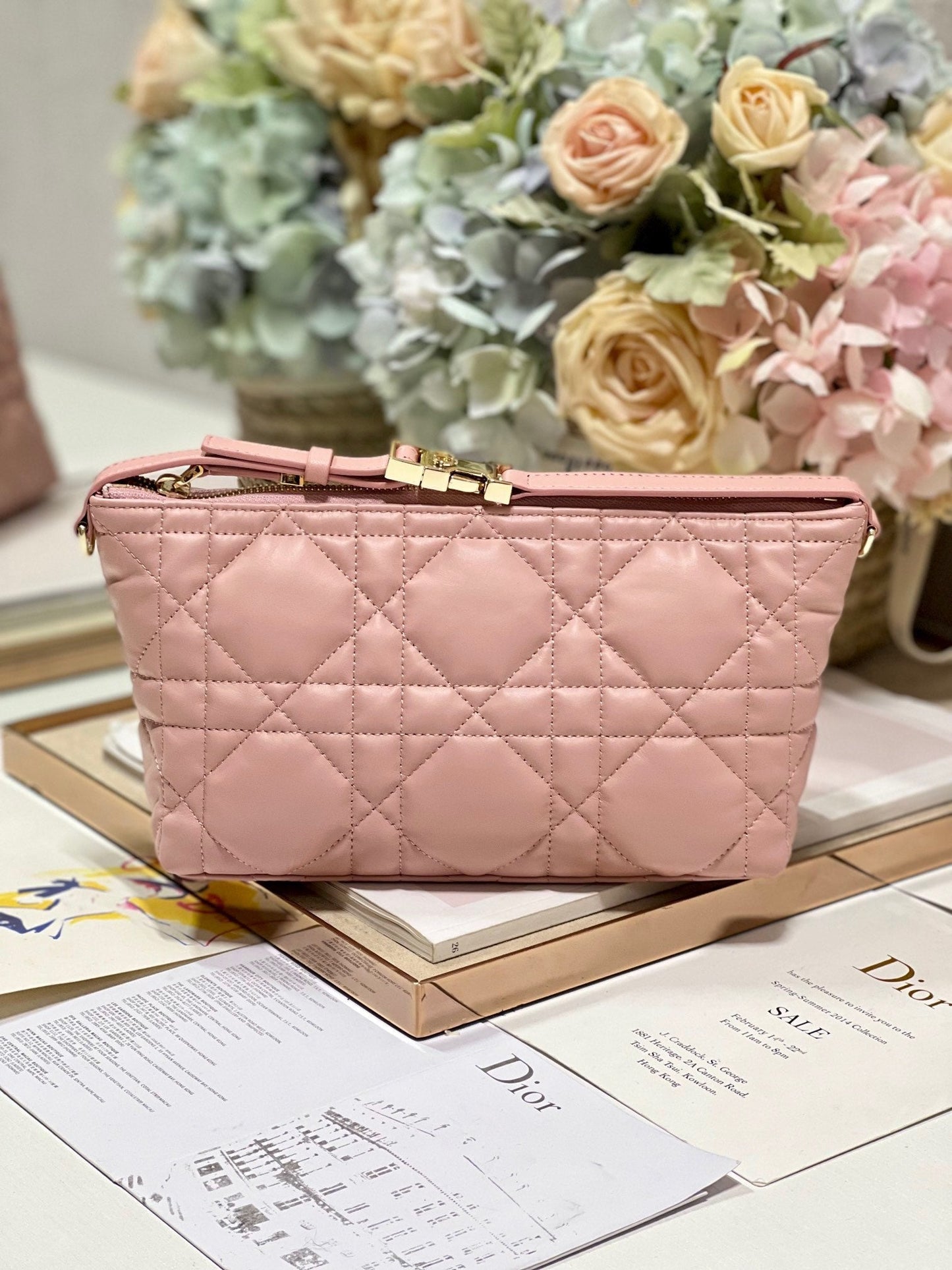 CD Medium Travel Nomad Clutch "Pink" Calfskin 336806