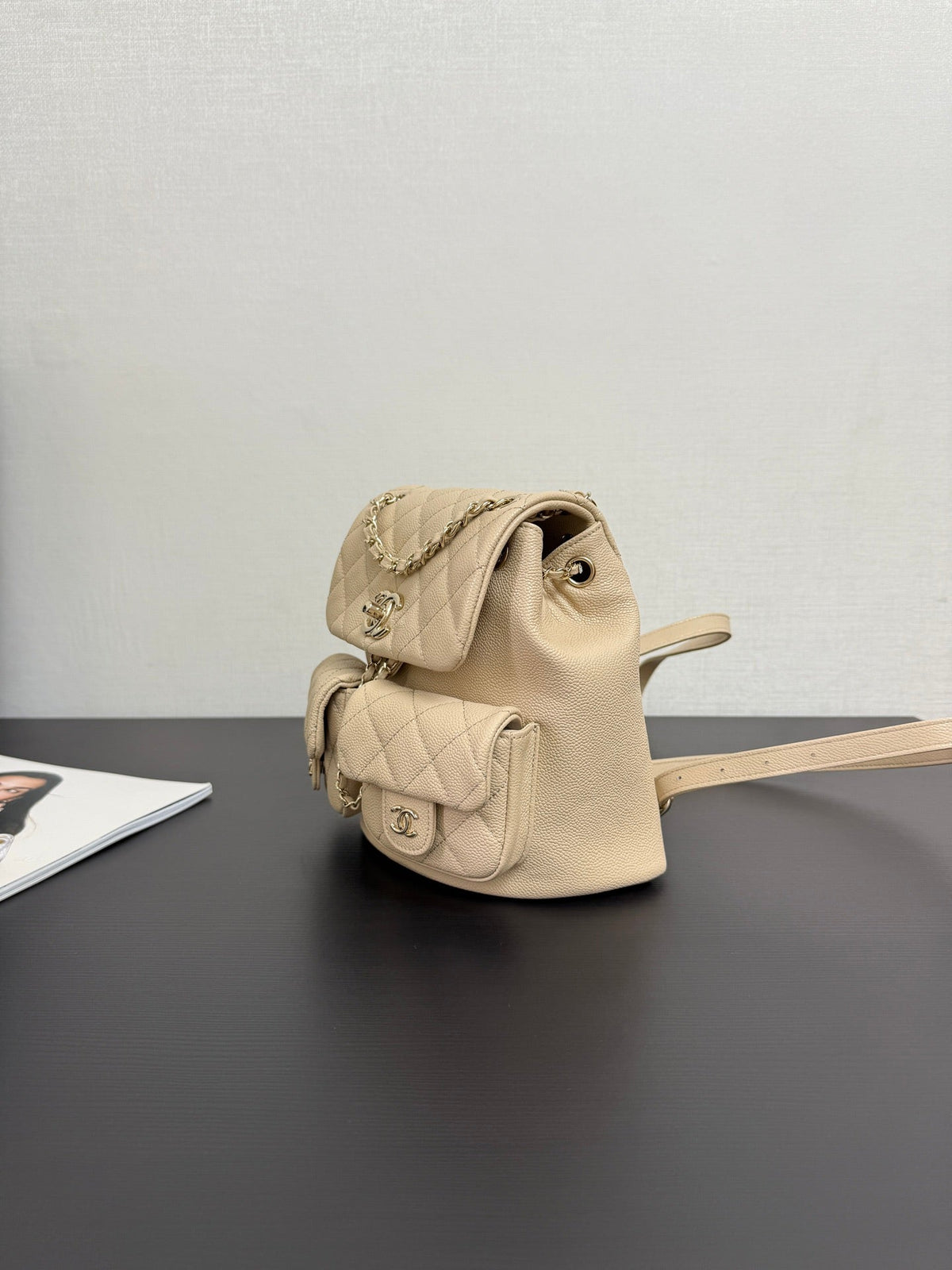 CC Mini Duma Backpack Light Beige Caviar