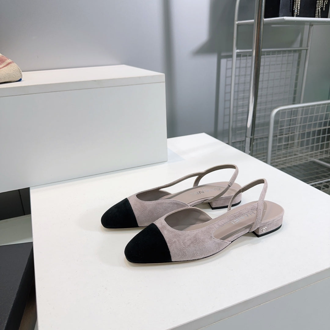 CC 25 SlingBack Flat 20mm Grey Black Suede 388462