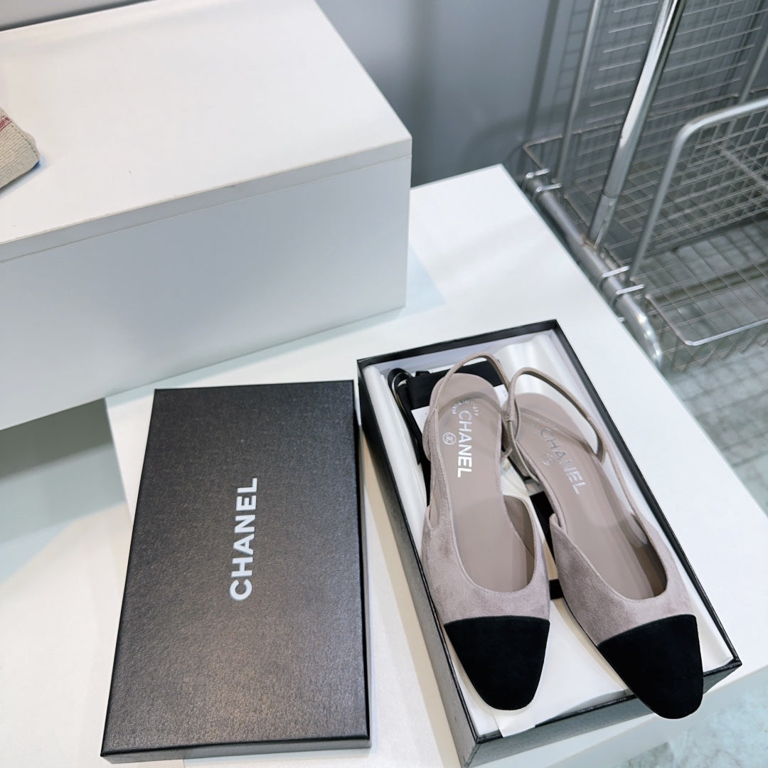 CC 25 SlingBack Flat 20mm Grey Black Suede 388462