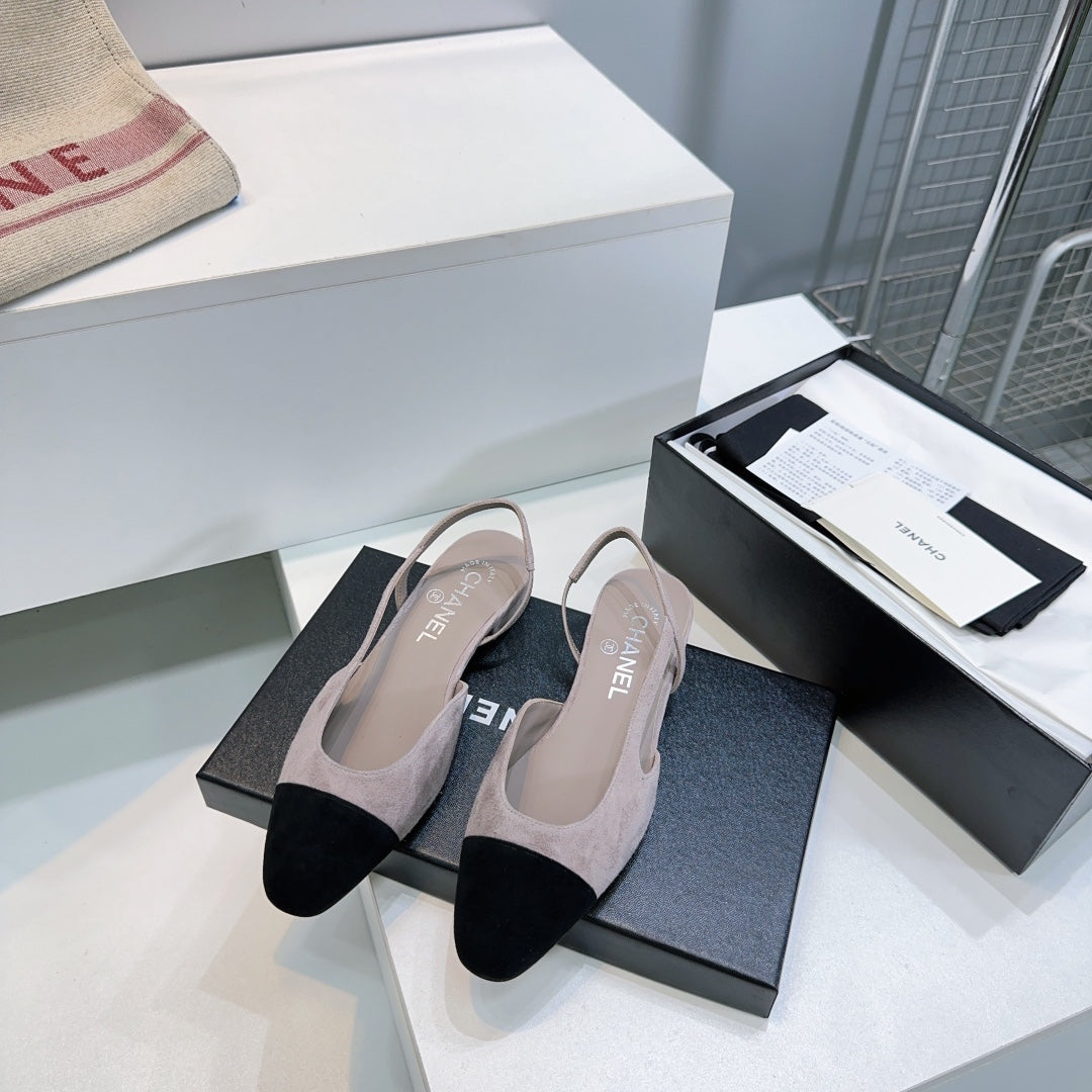 CC 25 SlingBack Flat 20mm Grey Black Suede 388462