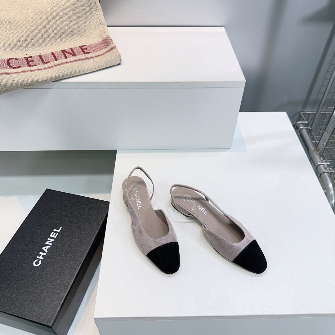 CC 25 SlingBack Flat 20mm Grey Black Suede 388462