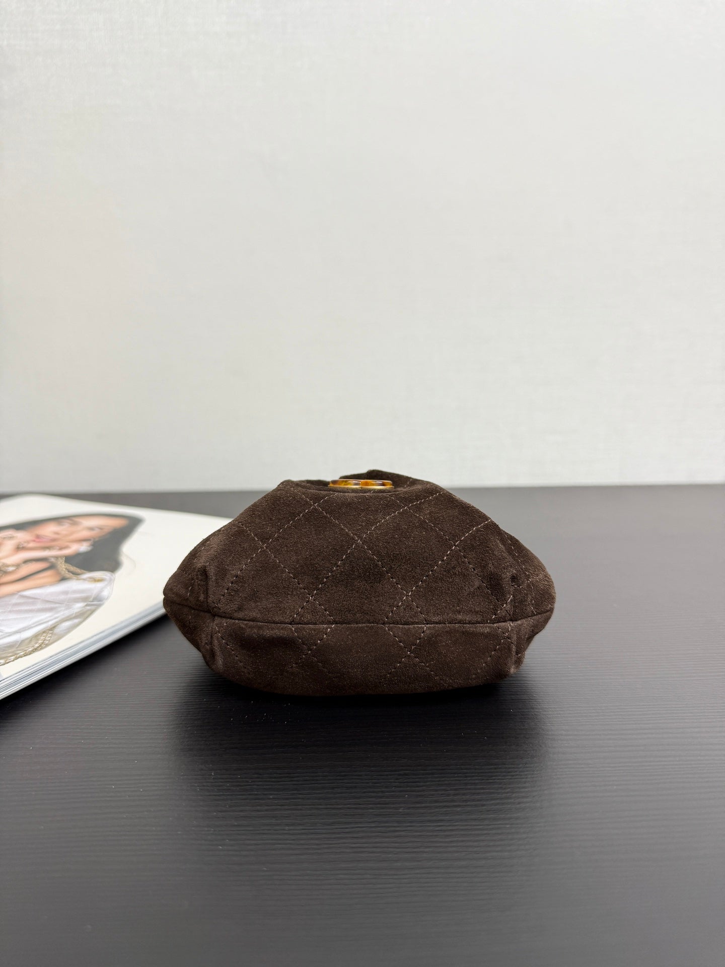 Chanel 2026 Pouch 24cm Chocolate Tortoiseshell Suede Effect Plexi