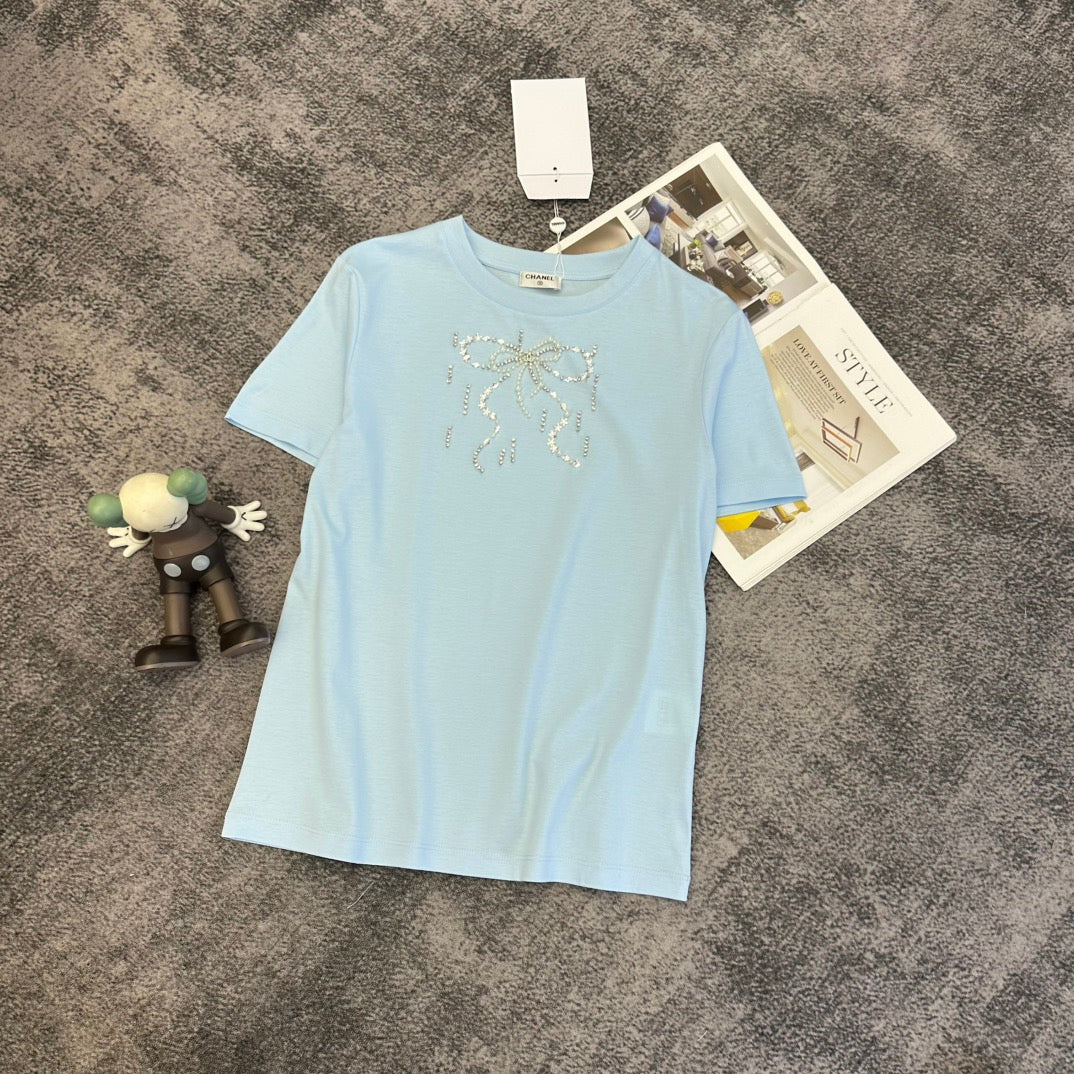 CC SS26 Crystal-Embellished Ribbon T-Shirt Cotton 350640