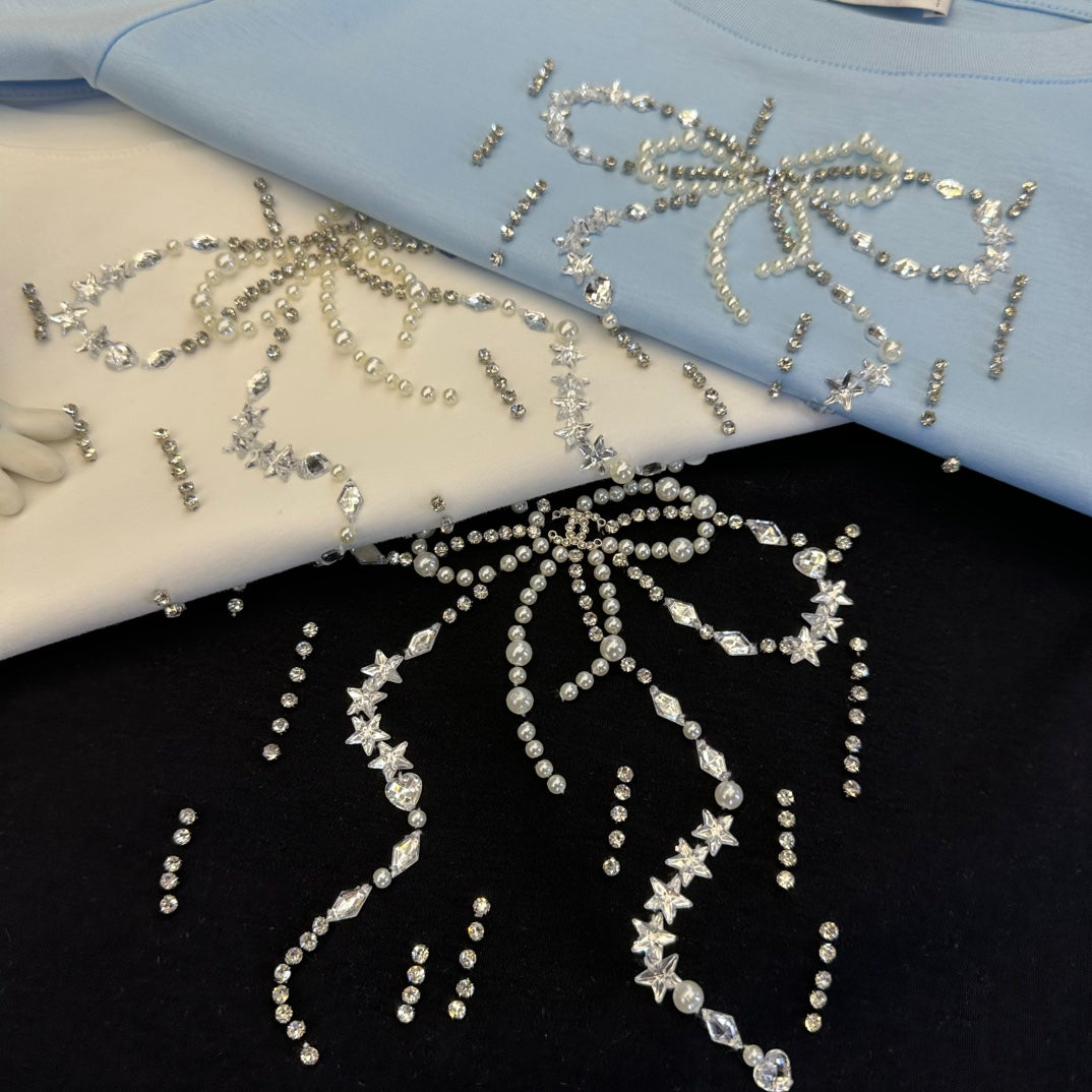 CC SS26 Crystal-Embellished Ribbon T-Shirt Cotton 350640