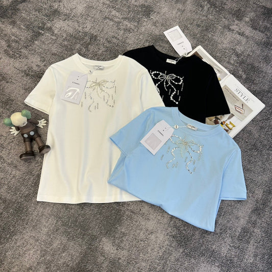 CC SS26 Crystal-Embellished Ribbon T-Shirt Cotton 350640