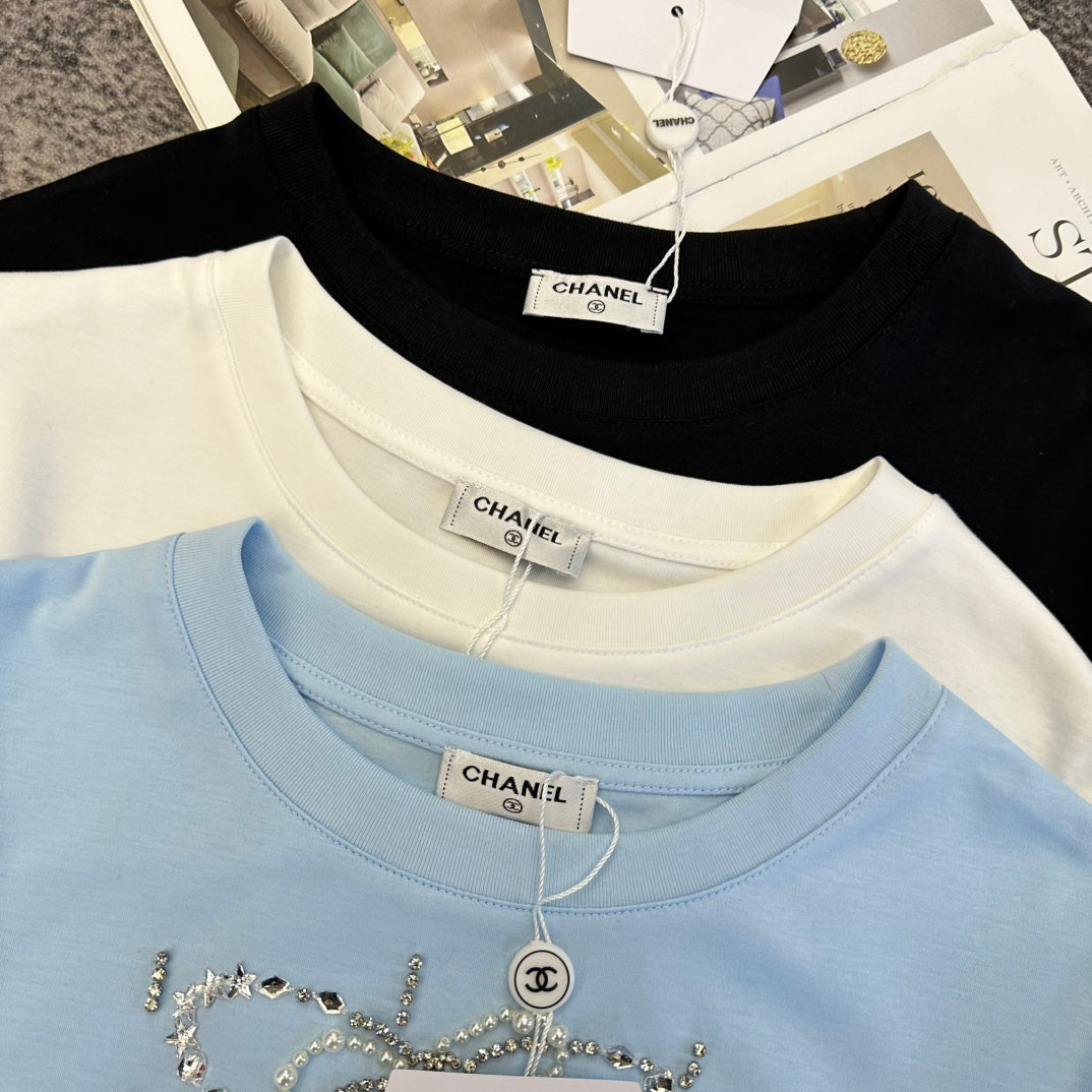 CC SS26 Crystal-Embellished Ribbon T-Shirt Cotton 350640