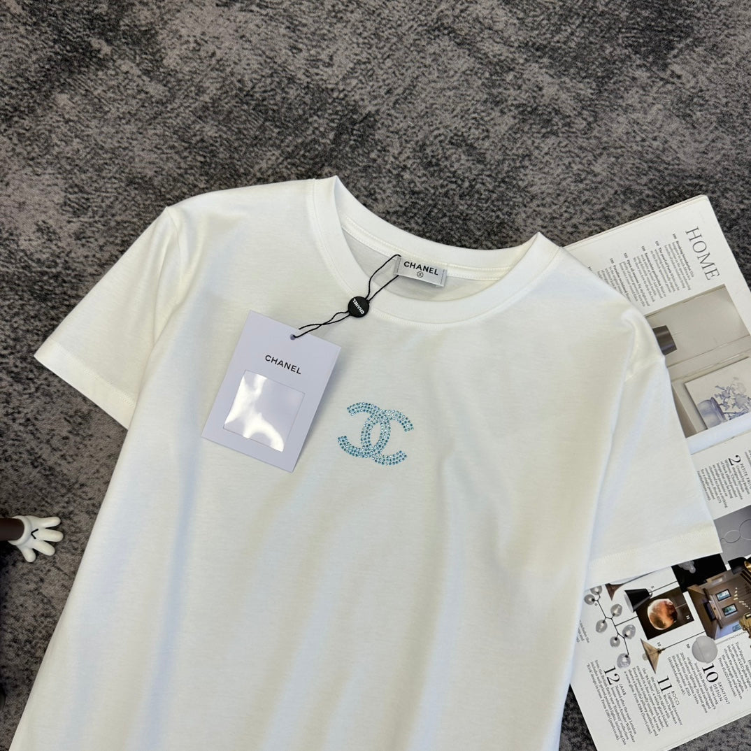 CC SS26 Interlocking CC Logo T-shirt Cotton 350614