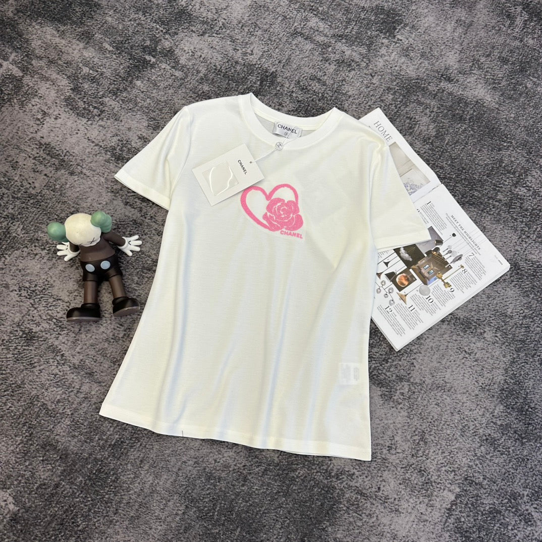 CC SS26 Heart & Camellia Logo T-shirt Cotton 350589