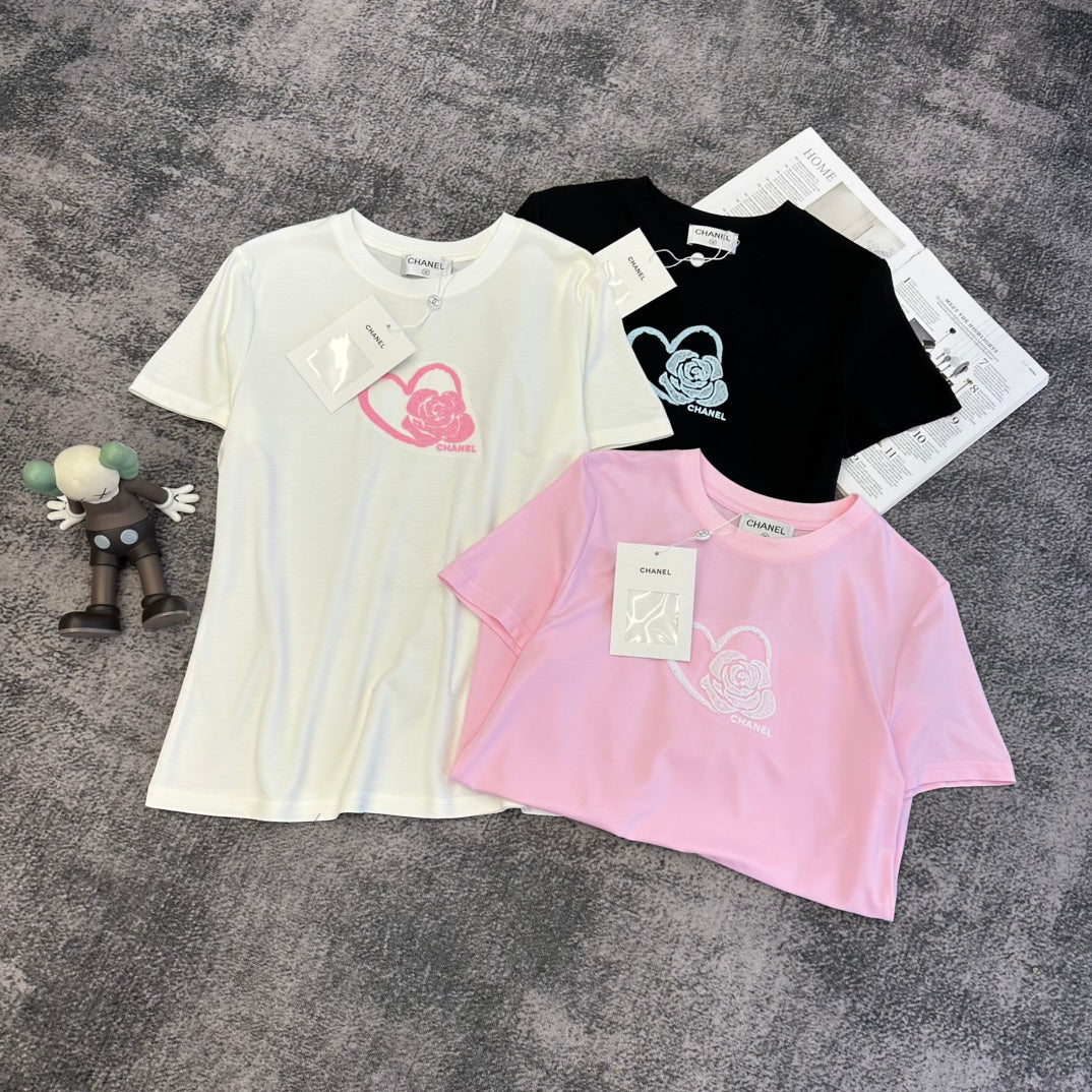 CC SS26 Heart & Camellia Logo T-shirt Cotton 350589