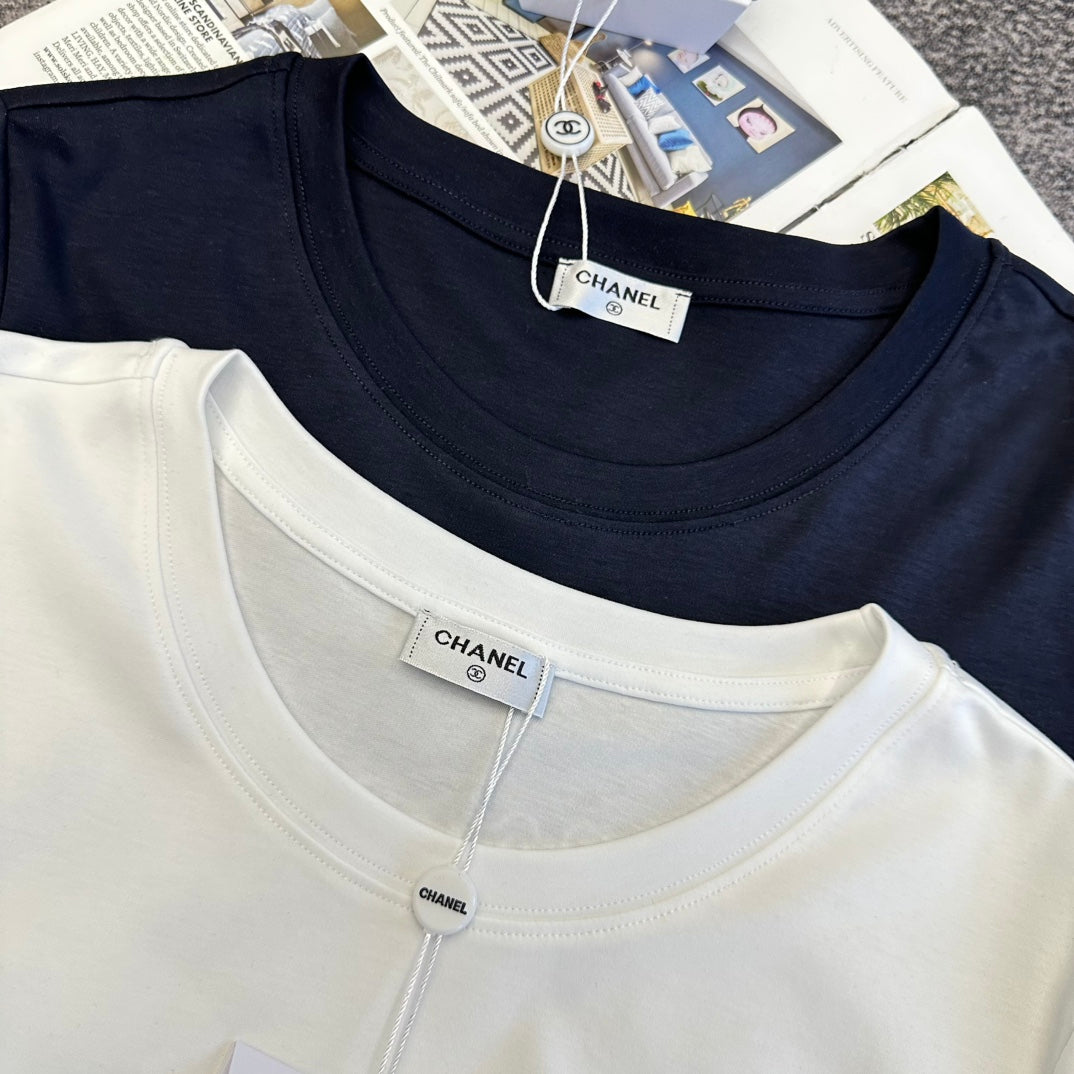 CC SS26 Lace Embroidery Logo T-Shirt Cotton 350573
