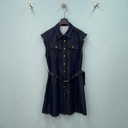 Celine 26s Sleeveless Collared Dress 419