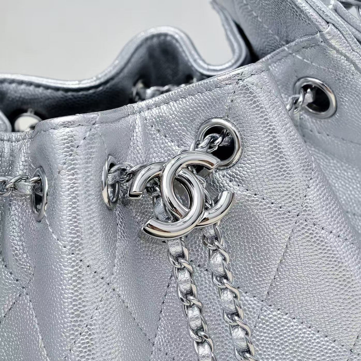 CC Cruise 25/26 Mini Handbag Sliver Caviar Leather