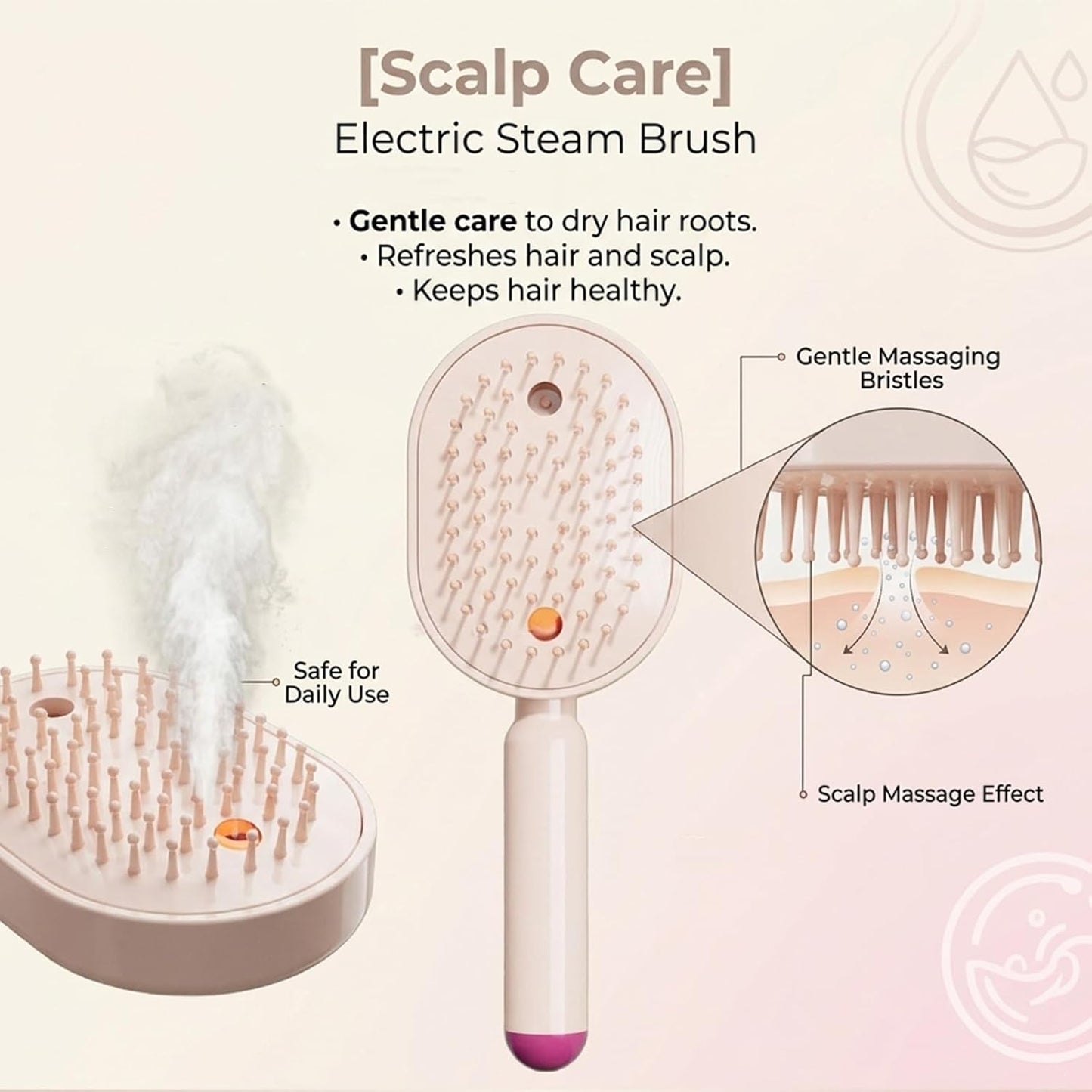 2026 New Electric Steam Brush, Electric Steam Brushs for Hair, Rechargeable Steam Hair Straightener with Water Spray, Detangling Steam Brush for Reduce Frizz, Nourishes Hairs (Purple Set)