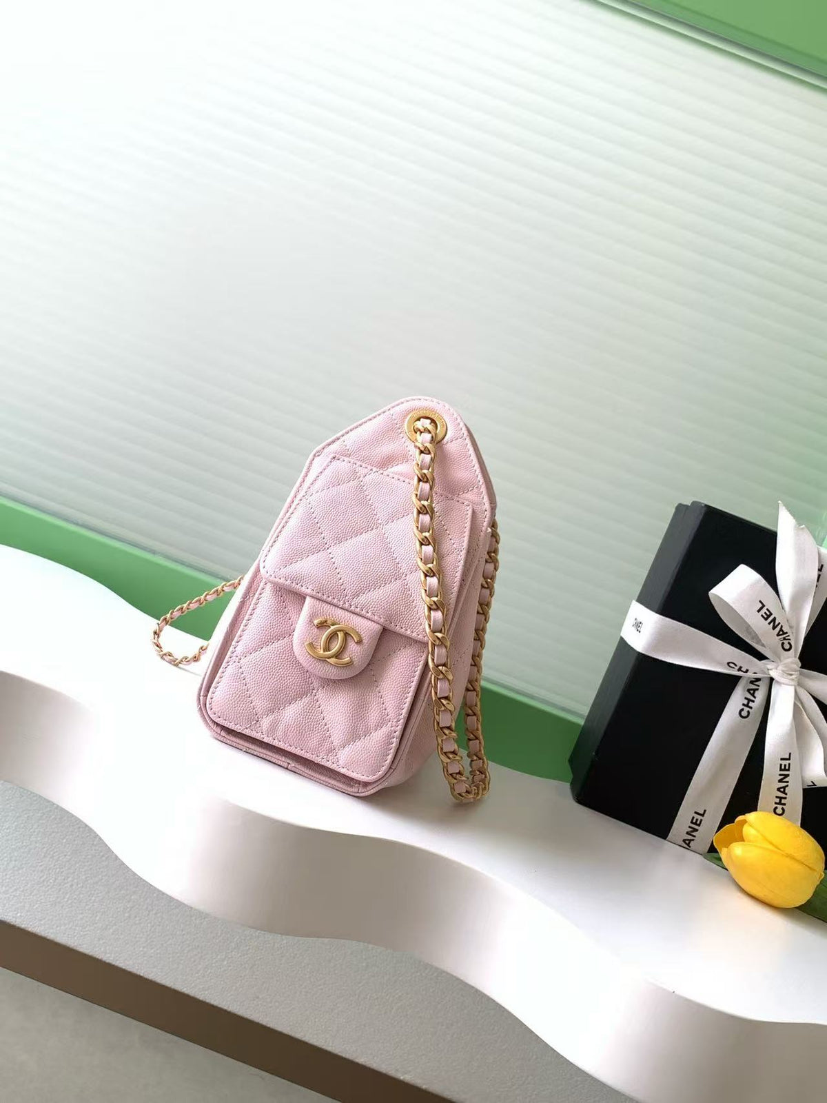 Chanel 2026 Hobo Bag 22cm Muted Pink Caviar Leather