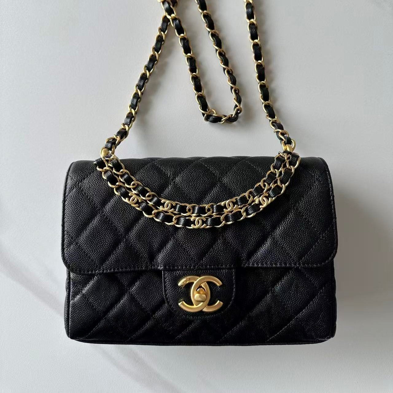 CC AS5240 Flap Bag 22cm Black Caviar Leather