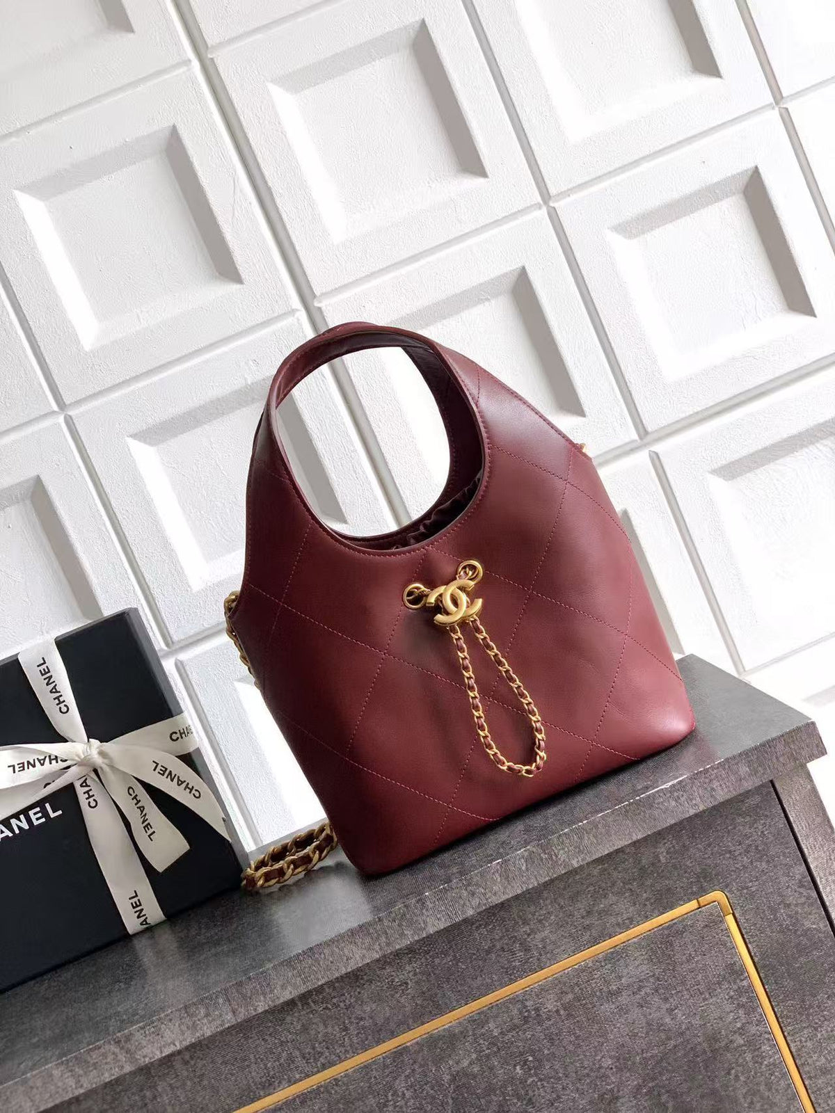 CC SS 2026 Small Shopping Bag Black Lambskin