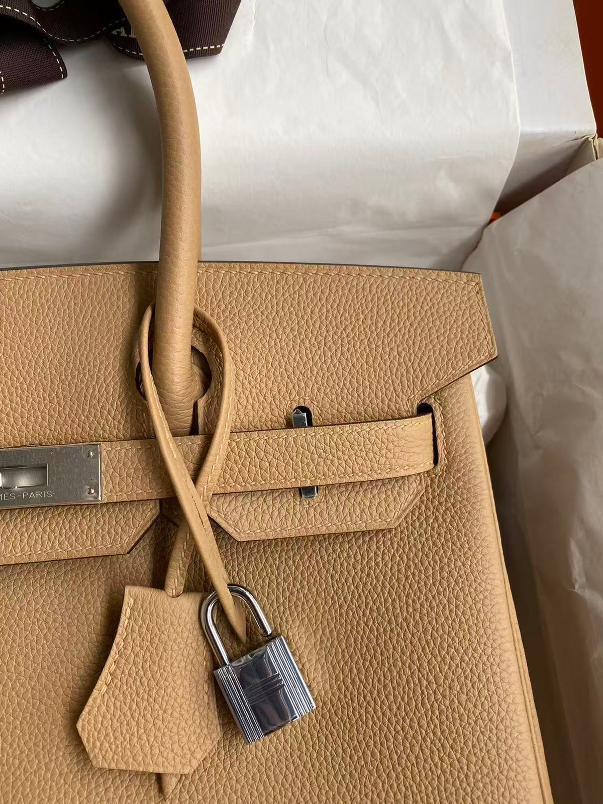 HM BIRKIN 25CM BEIGE TOGO LEATHER SLIVER HARDWARE