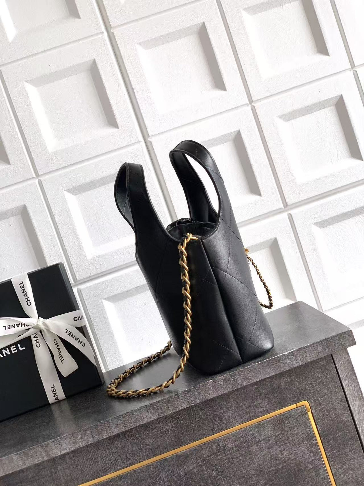 CC SS 2026 Small Shopping Bag Black Lambskin