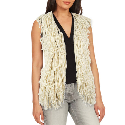 ABS Allen Schwartz Women's Boho Open Front Shaggy Layered Fringe Vest