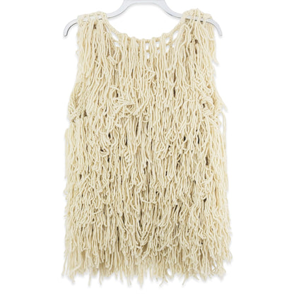 ABS Allen Schwartz Women's Boho Open Front Shaggy Layered Fringe Vest