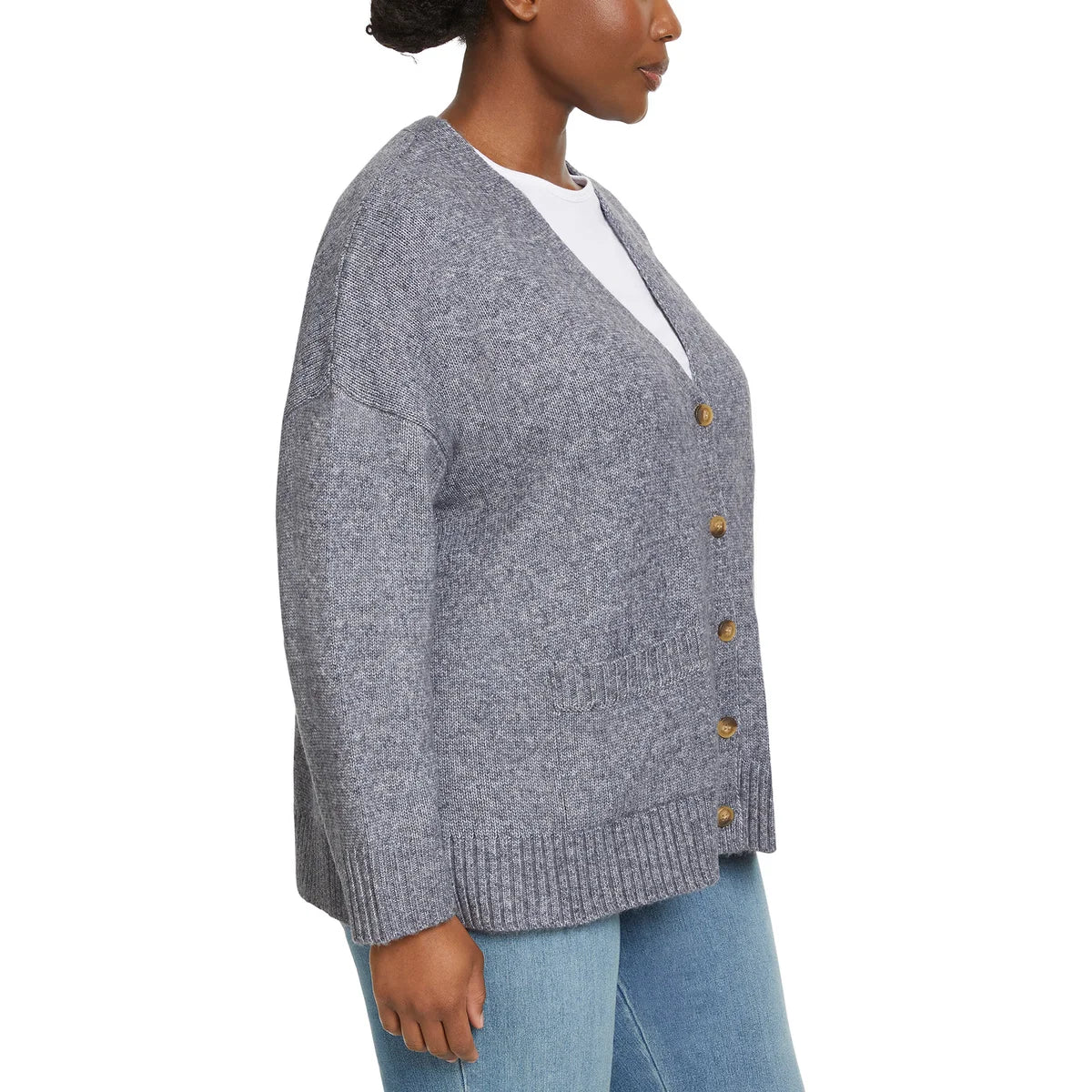 Ella Moss Women's V-Neck Button Front Soft Knit Cardigan