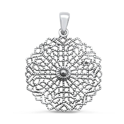 Fashion Women's 925 Sterling Silver Plain Modern Flower Design Pendant
