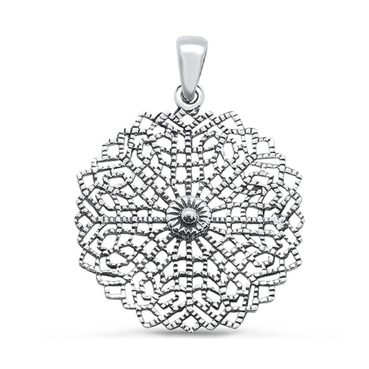 Fashion Women's 925 Sterling Silver Plain Modern Flower Design Pendant