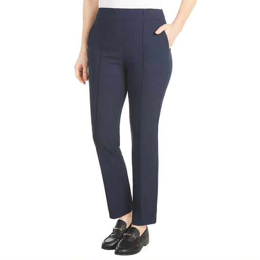 Hilary Radley Women's High Rise Tummy Control Pintuck Pull-On Slim Dress Pants