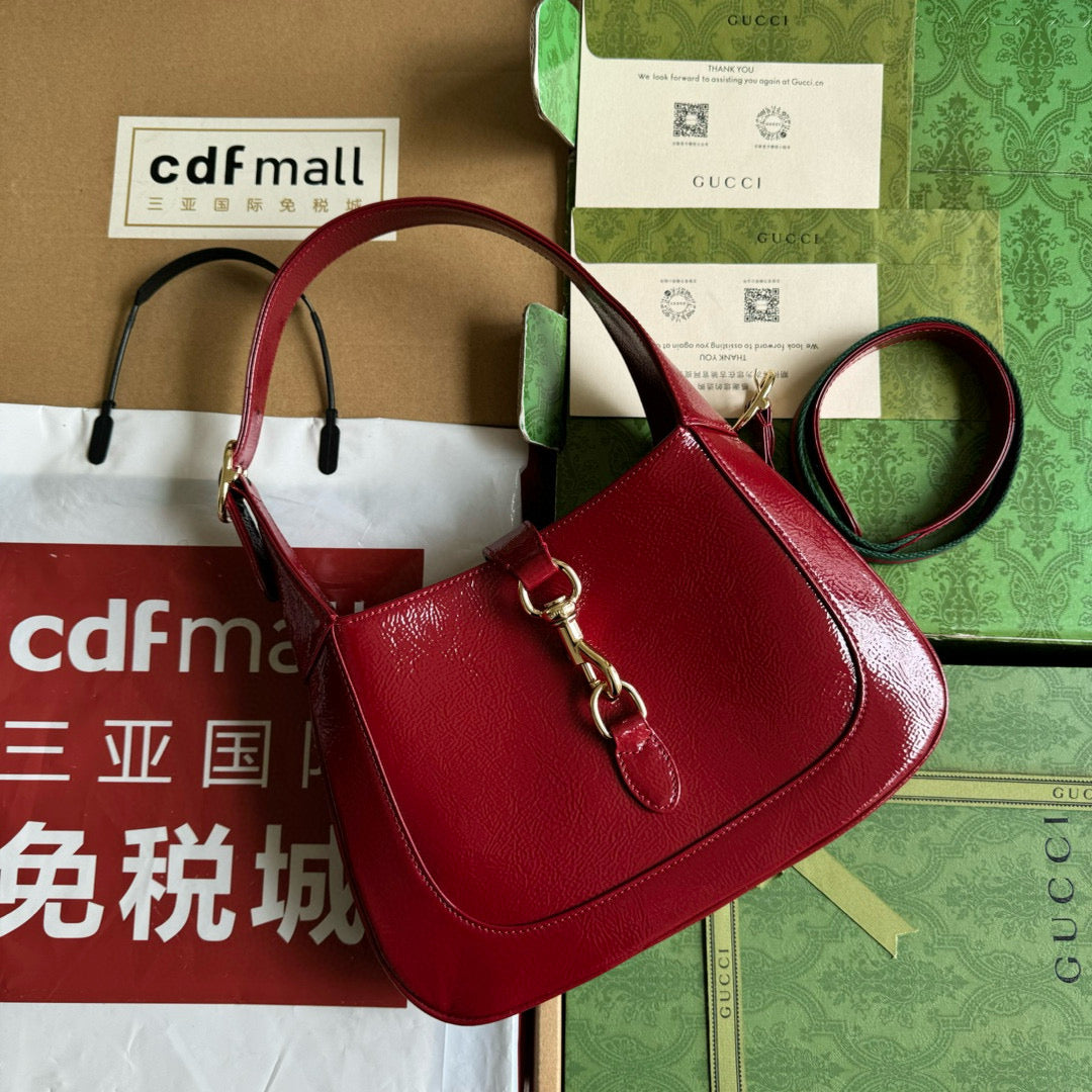 GG JACKIE MINI 19 SHOULDER BAG IN DARK RED CALFSKIN