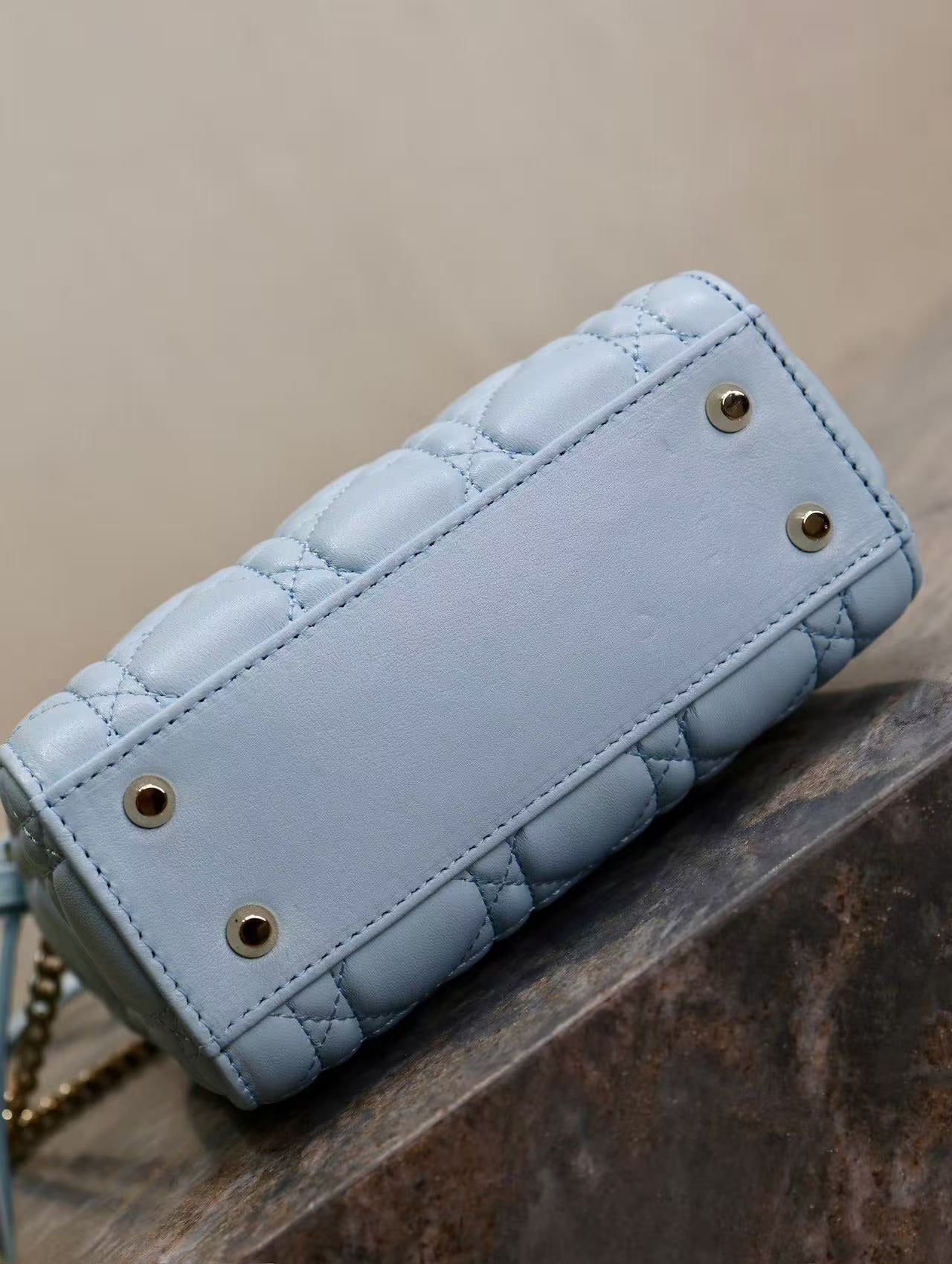 CD Mini Lady 17 Light Blue Mint Lambskin