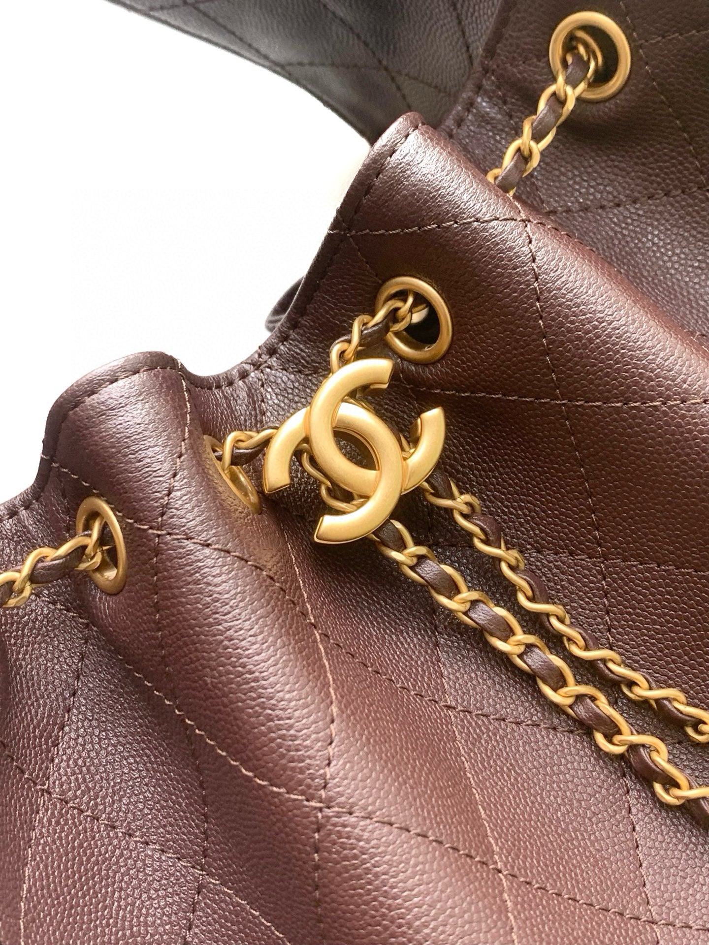 CC 25C Hobo Bag 30cm Dark Brown Grained Calfskin