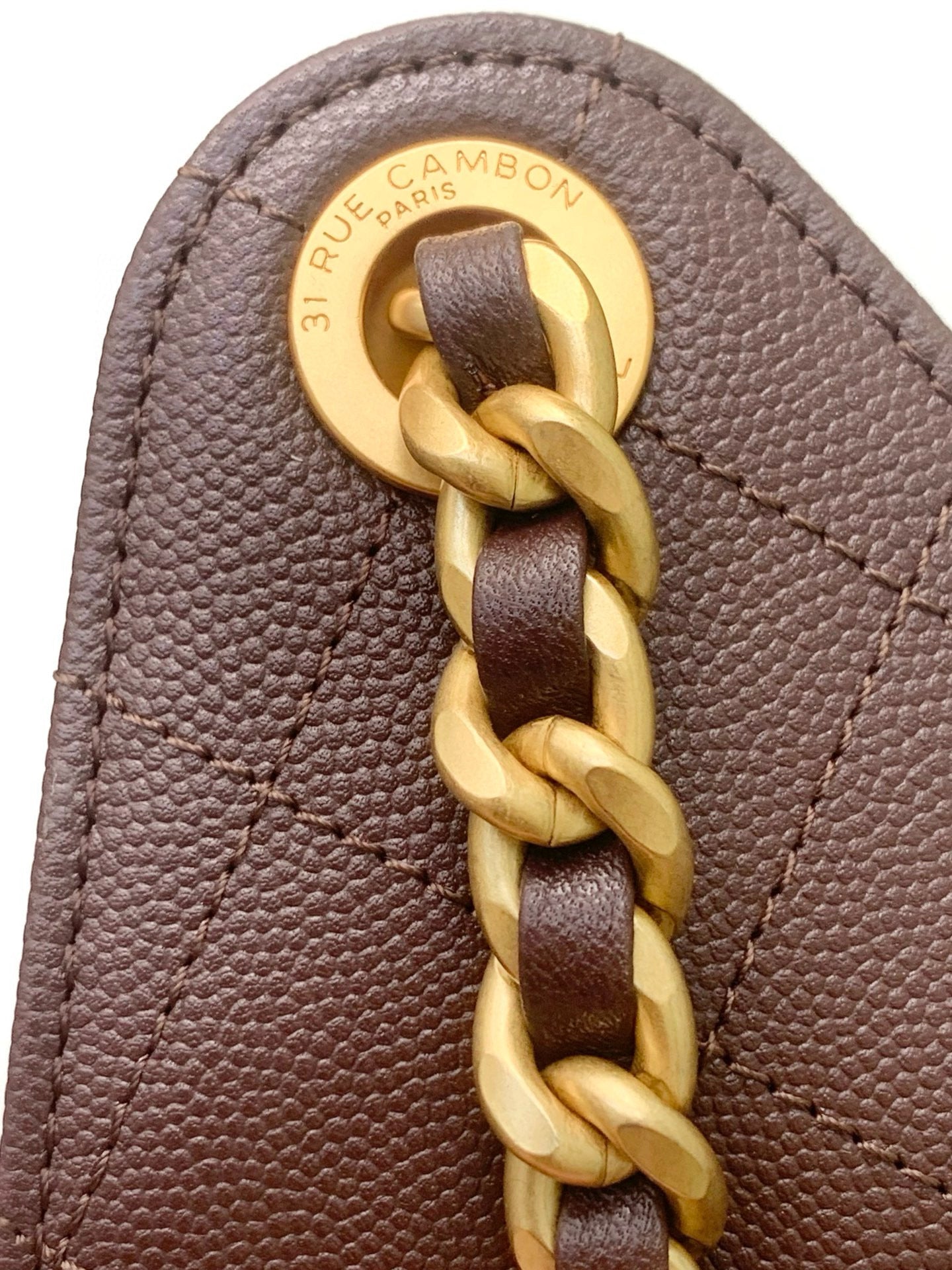 CC 25C Hobo Bag 30cm Dark Brown Grained Calfskin