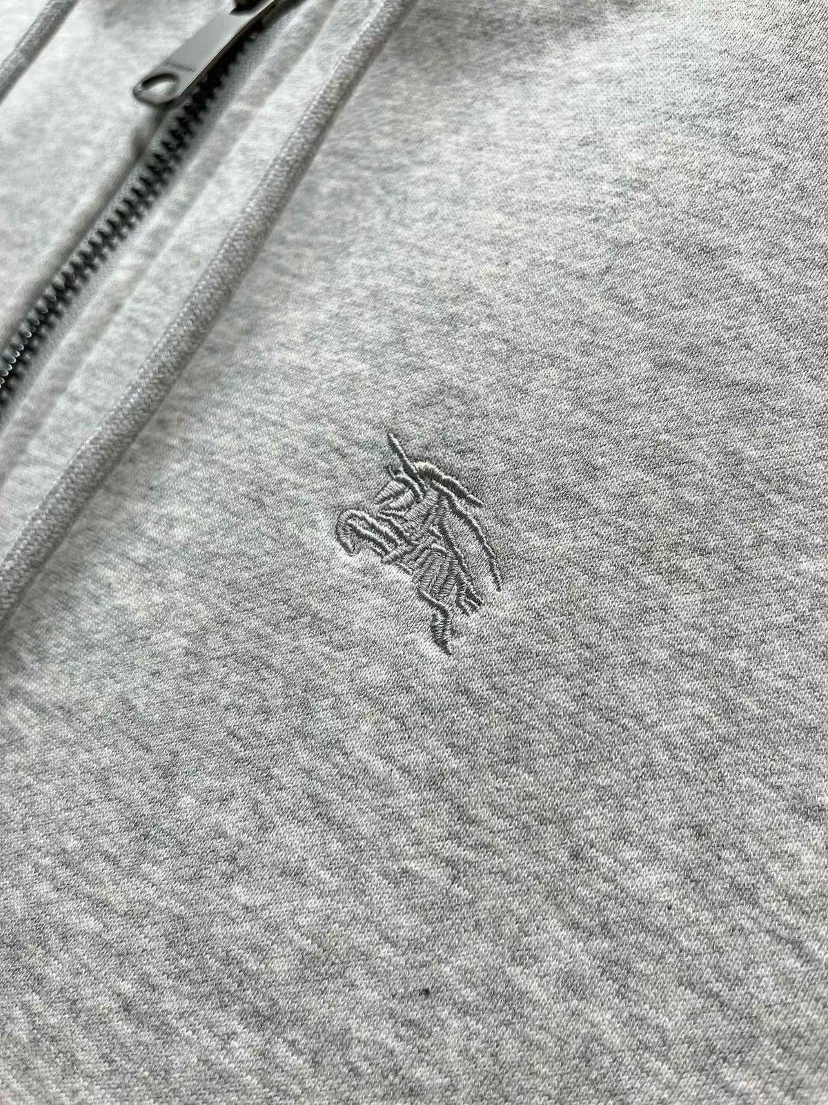 Burberry Checked Thick Hoodie Gray Cotton