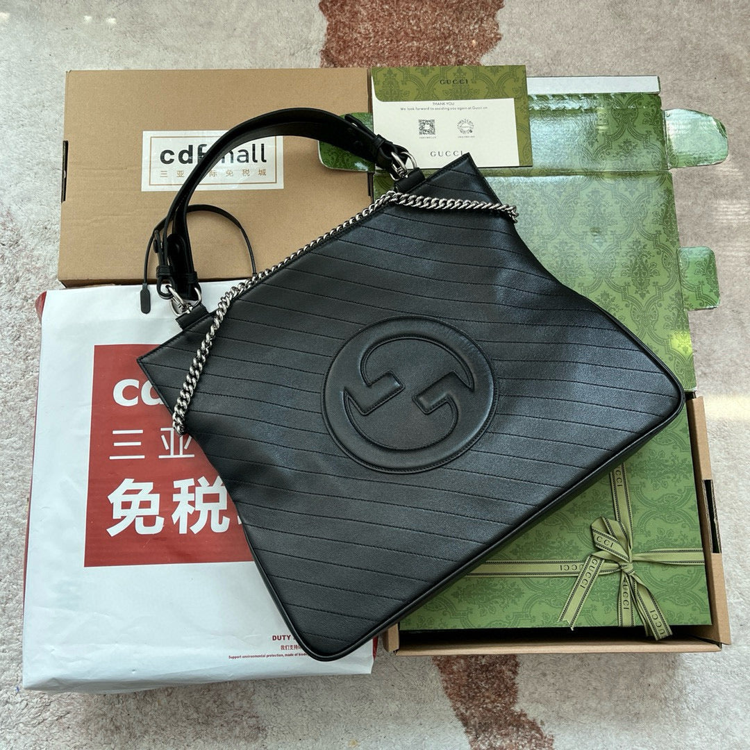 GG Blondie 34.5 2Way Tote Bag Black Calfskin