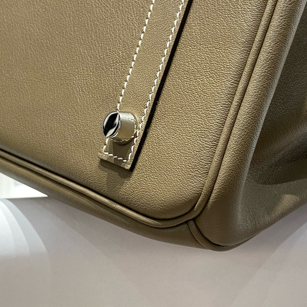 HM SHOULDER BIRKIN 29CM GRAY CALFSKIN SILVER HARDWARE