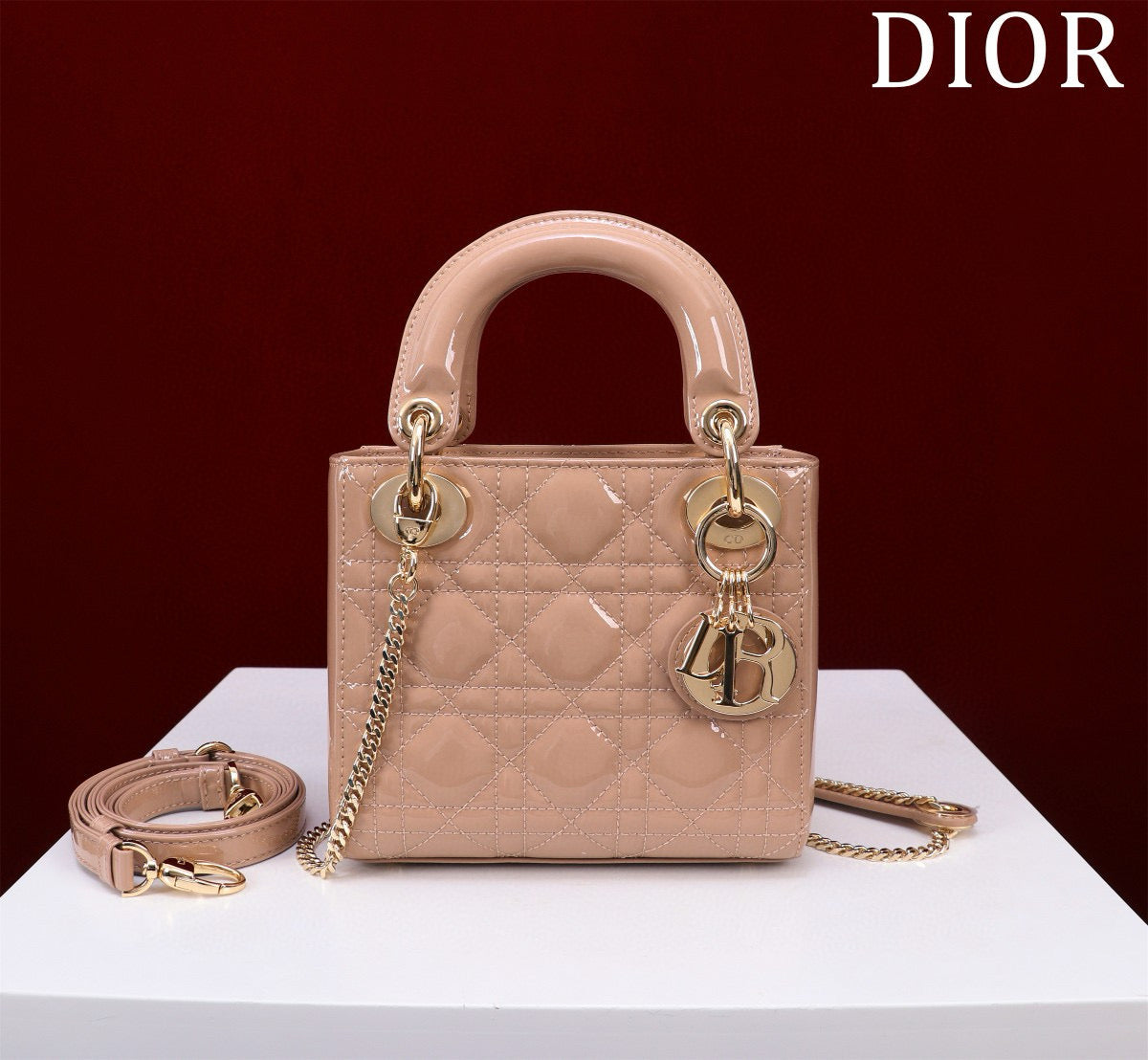 Mini Lady 17 My ABC Light Pink Patent Calfskin