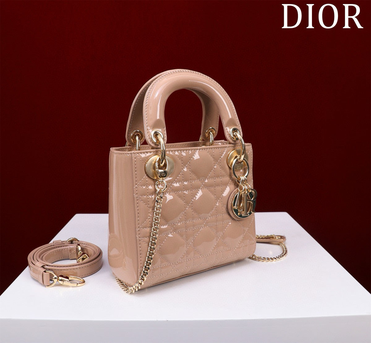 Mini Lady 17 My ABC Light Pink Patent Calfskin