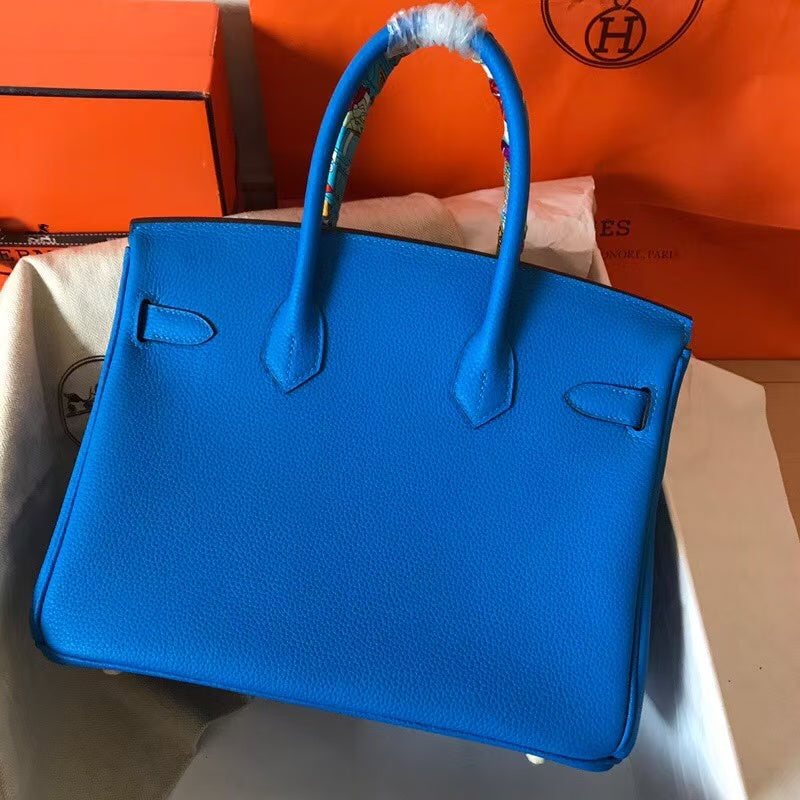Hermes 2025 Birkin Bag 30cm Blue Leather