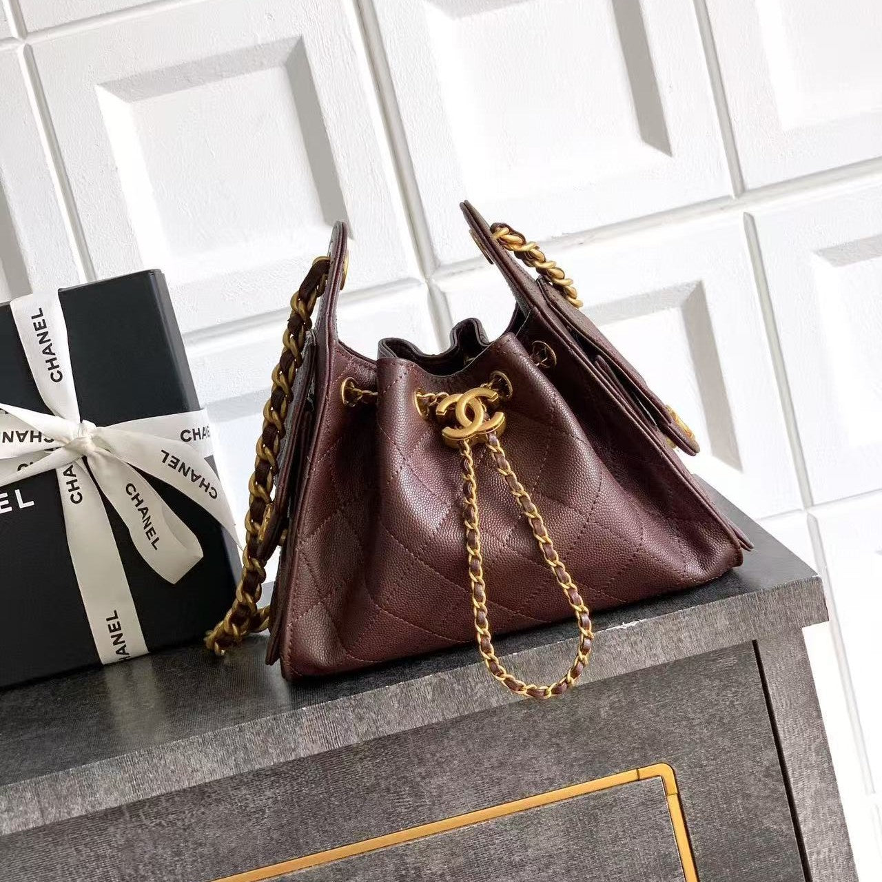 CC 2026 Hobo Small Bag Chocolate Caviar GHW
