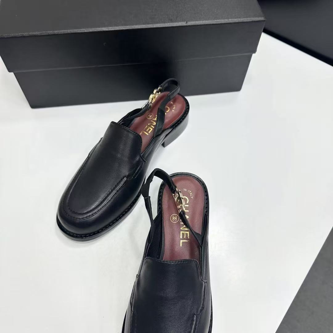 CC Spring/Summer 2026 Mocassin Slingback Black Burgundy Leather GHW
