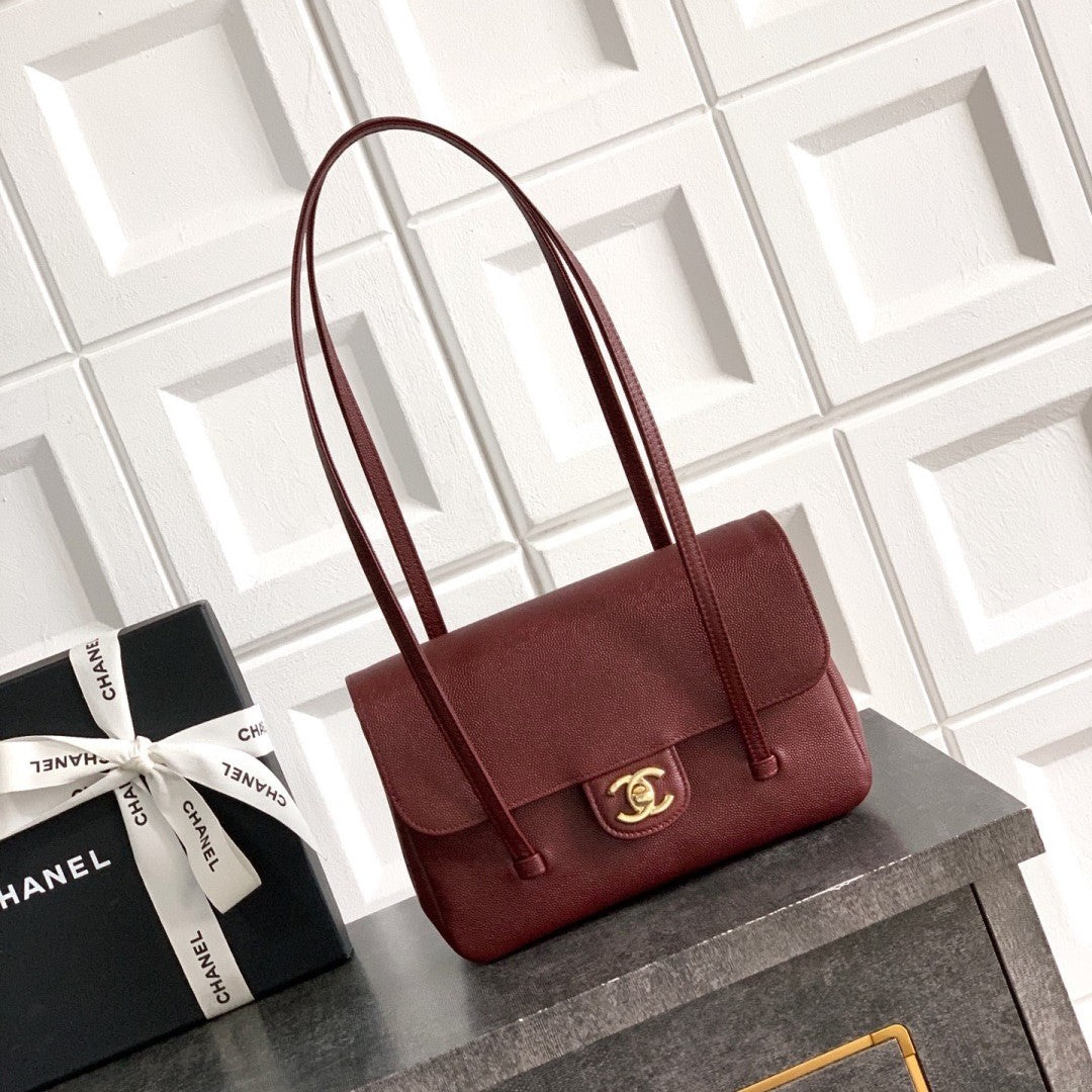 Chanel 26 Shoulder Bag 22 Deep Red Caviar Leather
