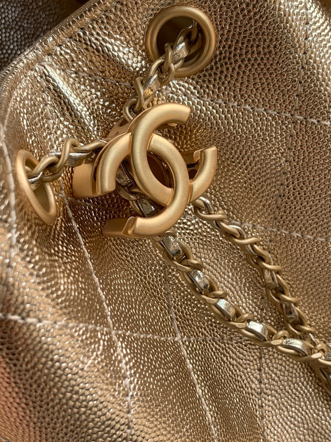 CC 25 Hobo Bag 26cm Gold Metallic Grained Calfskin