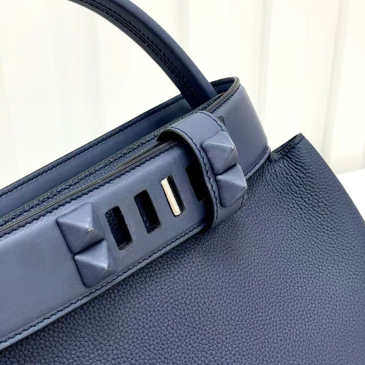 HM Medor Bag With Collier De Chien Clasp Dark Blue Togo And Swift Calfskin