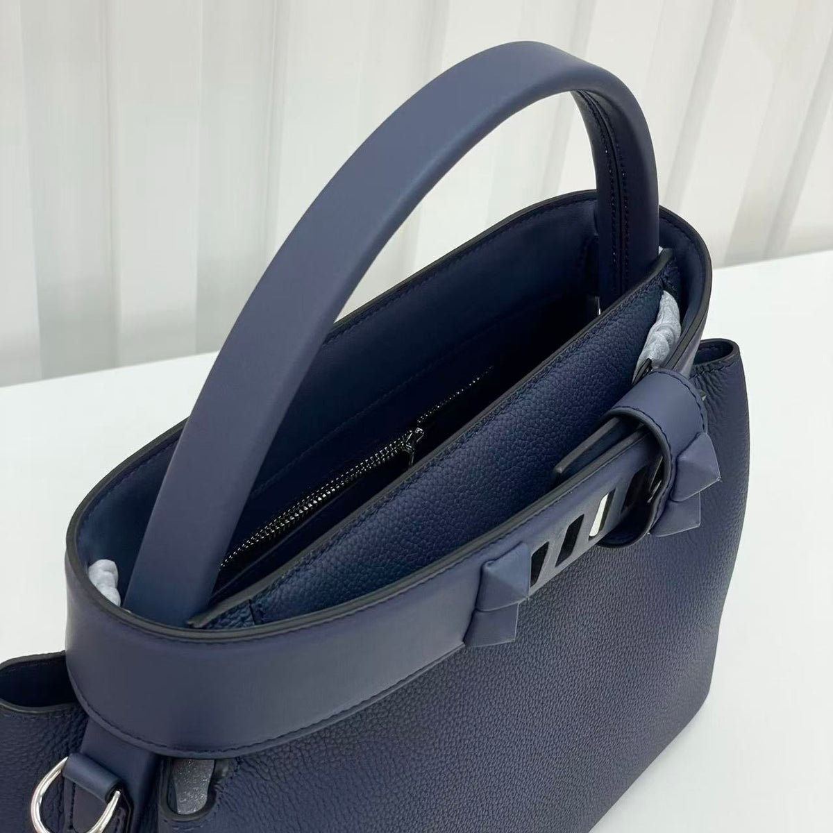 HM Medor Bag With Collier De Chien Clasp Dark Blue Togo And Swift Calfskin