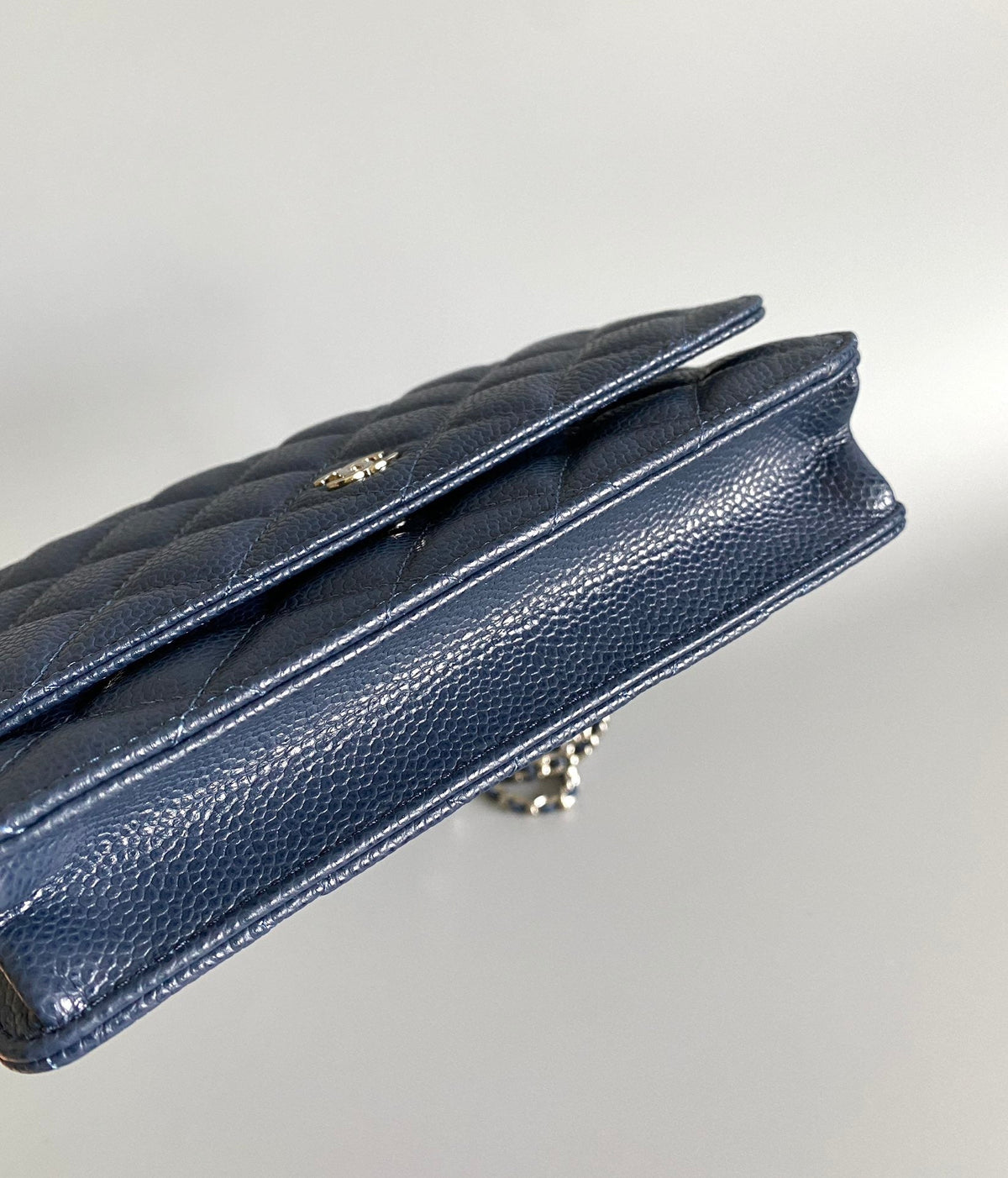 CC WOC Fortune Bag Navy Blue Quilted Caviar Leather Sliver Hardware