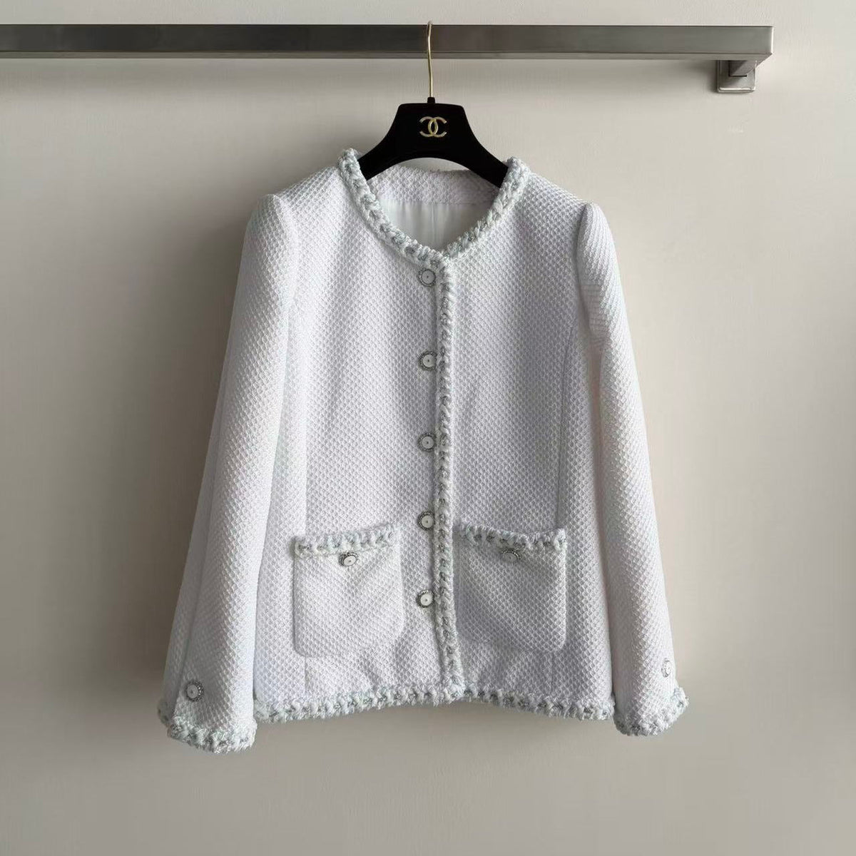 CC Jacket Round Neck White in Cotton